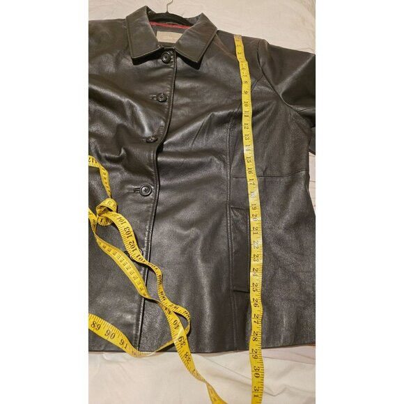 Croft & Borrow Leather Jacket Womens Size XL Black Button Down Front Fall Jacket - Picture 8 of 9